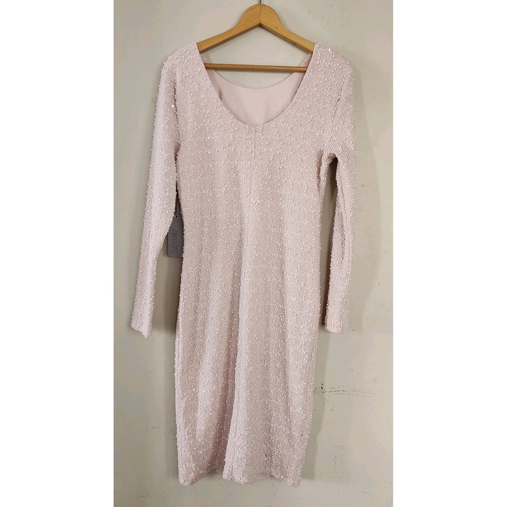 NWT Jennifer Lopez Womens Sz Large Pink Sparkle Bodycon Cocktail Dress Pullover